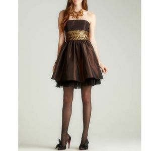 Strapless Taffeta Gold Sequins